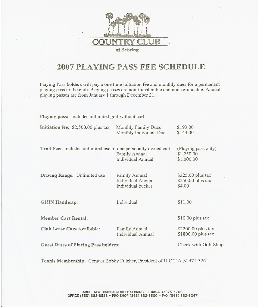 country club of sebring golfing